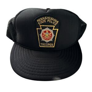 Pennsylvania State Police Trooper Black Trucker Cap Adjustable Vintage